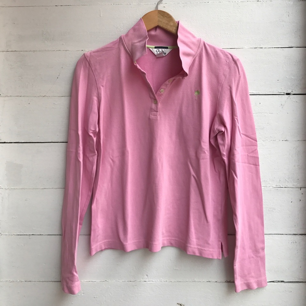 Pink Long Sleeve Polo Shirt